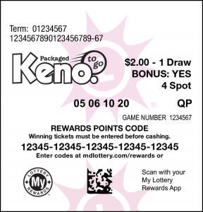Keno Packaged To Go Ticket