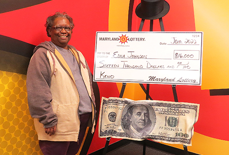 Edna Johnson of Charles County scored the biggest win of her life on a game of chance recently, taking home a $16,000 Keno prize.