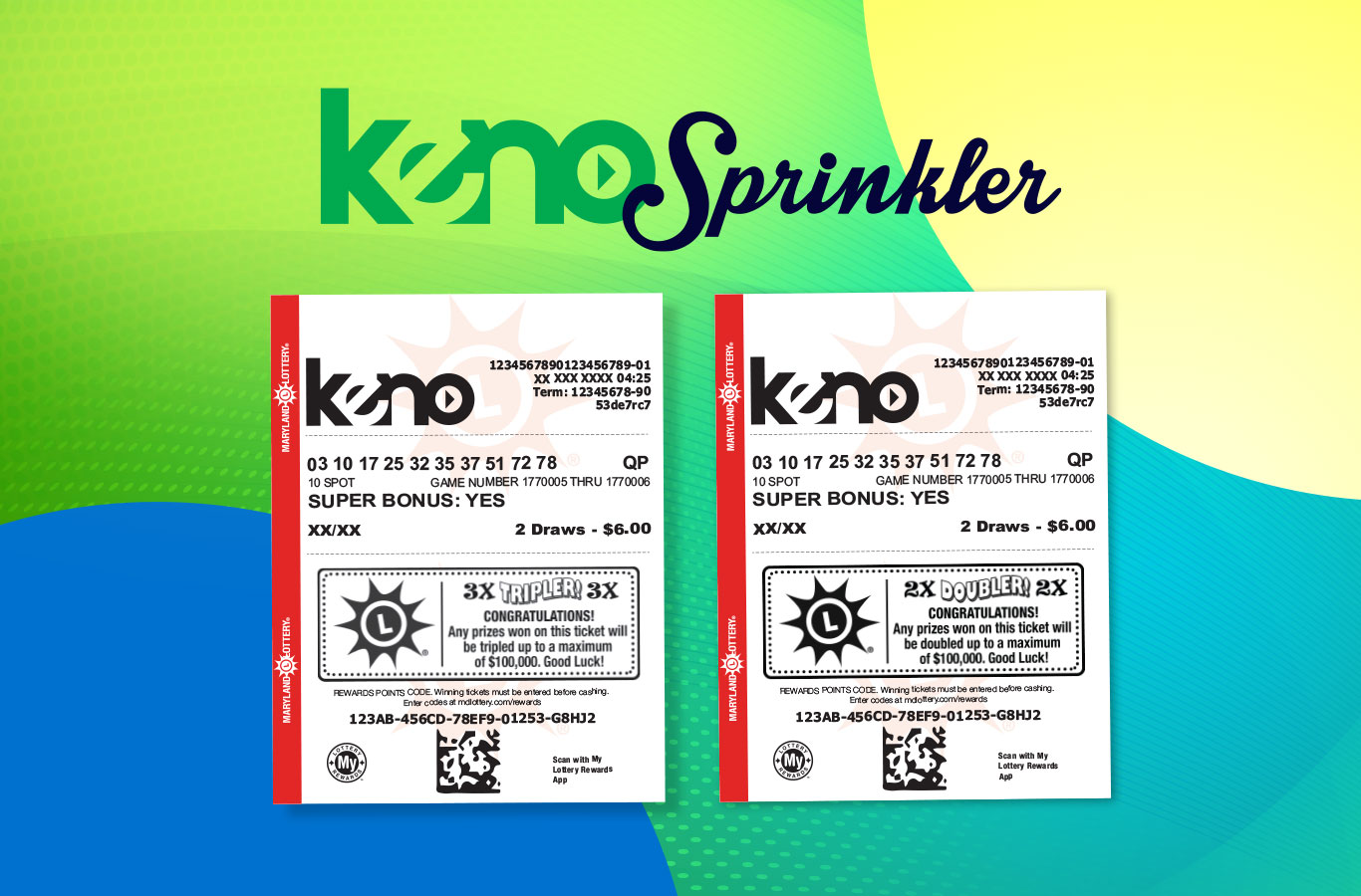 Double or triple your winnings with Keno Sprinkler!