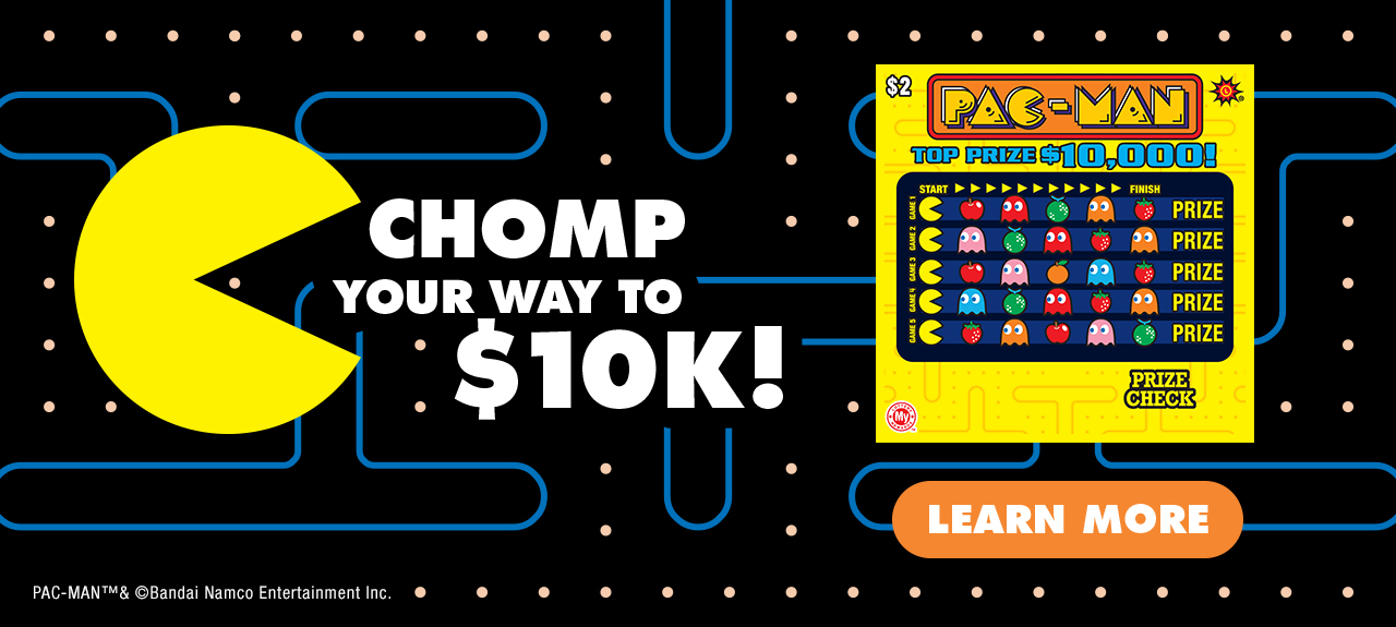 Chomp your way to $10K with Pac-Man scratch offs!
