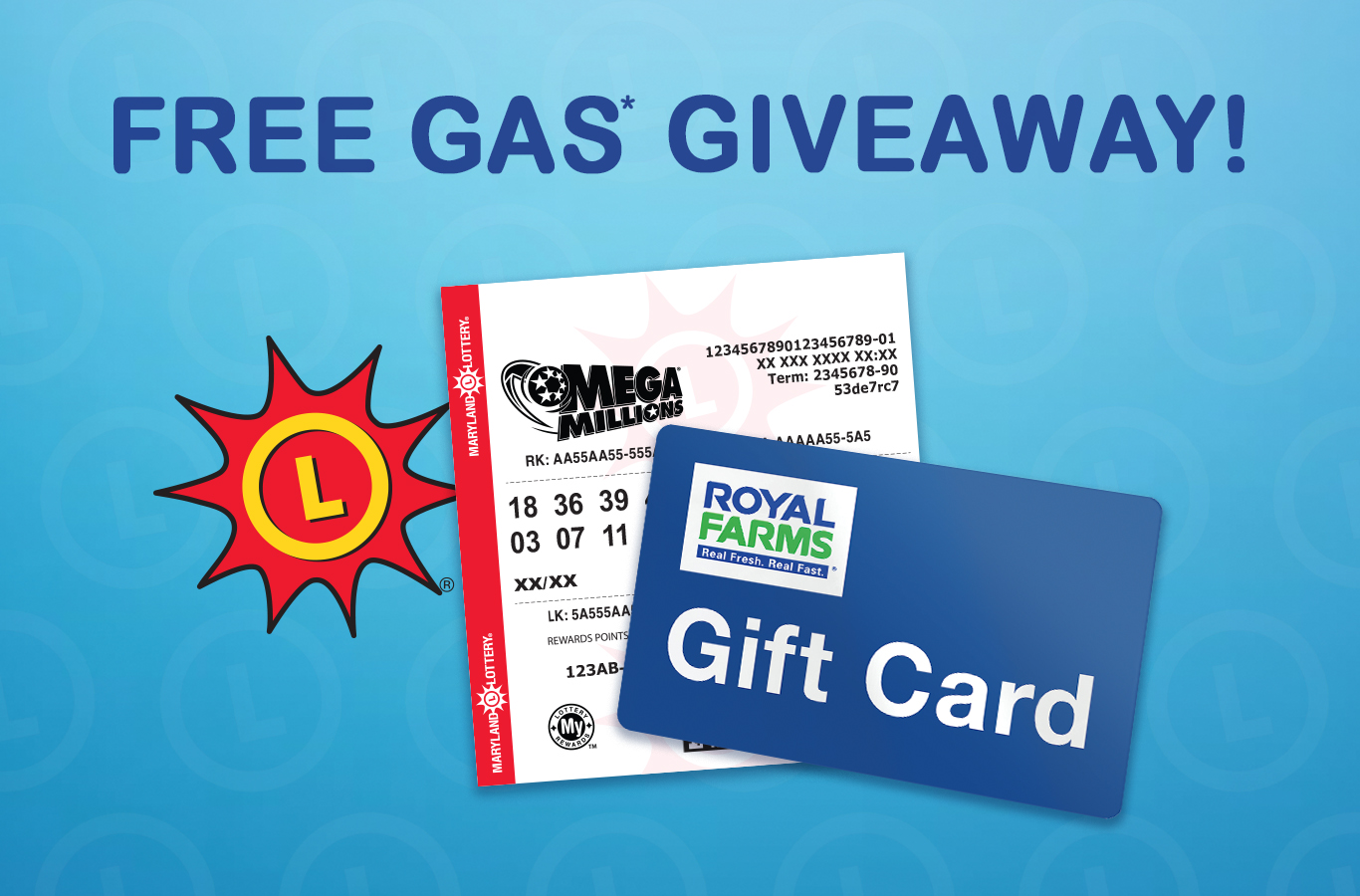 Play Mega Millions and enter your tickets into My Lottery Rewards for a chance to win up to $1,500 in Royal Farms gift cards!