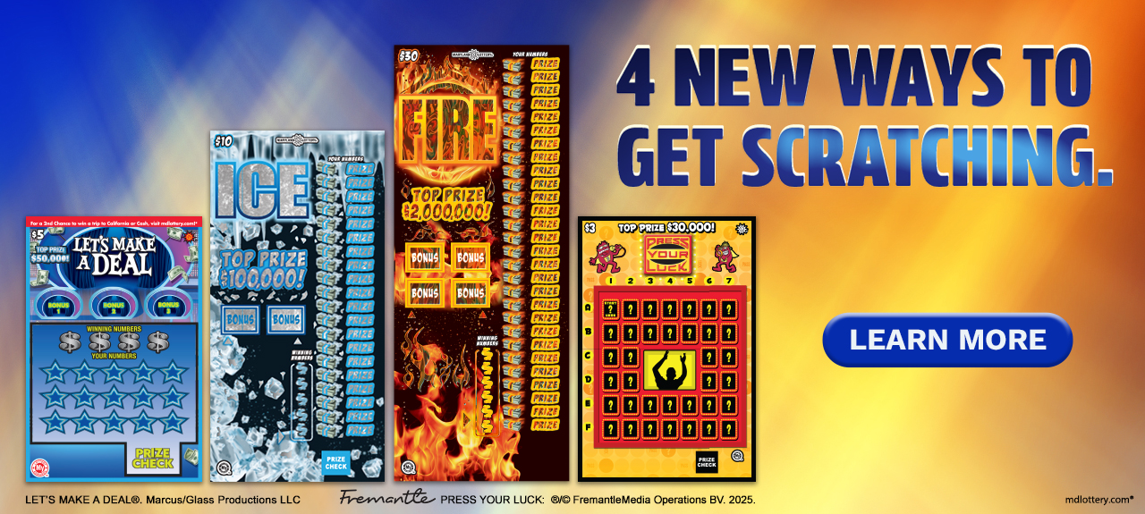 New April scratch offs - ice, fire, let's make a deal and press your luck