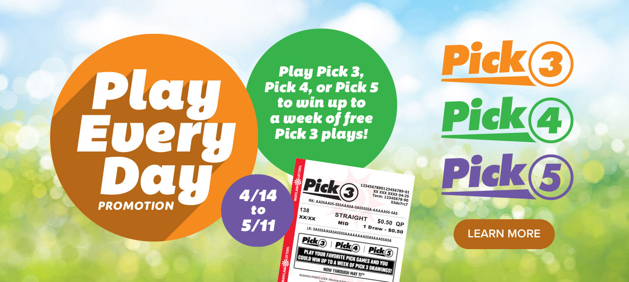 Through May 11th, play Pick 3, Pick 4 or Pick 5 to win up to a week of free Pick 3 plays