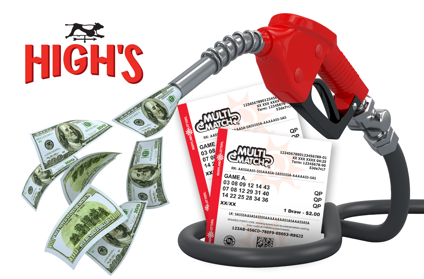 Pump up the savings! You could win up to $1,500 in free gas at High's when you enter $10 worth of Multi-Match tickets into My Lottery Rewards.