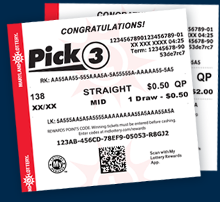 pick 3 ticket example with winning message on it