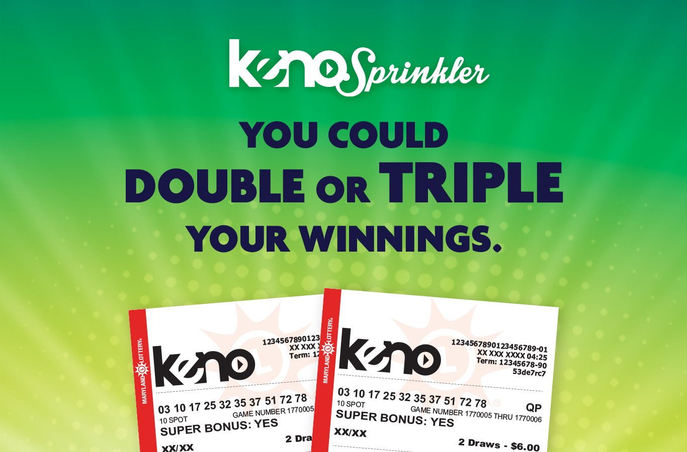 There’s never been a better time to play Keno. Now through September 7, you could double or triple your winnings instantly!