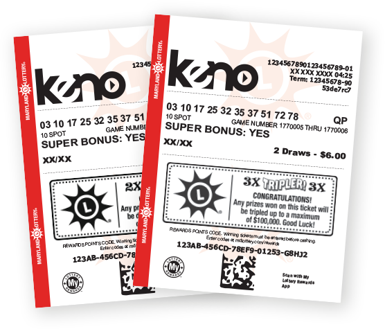 keno tickets with winning messages on them