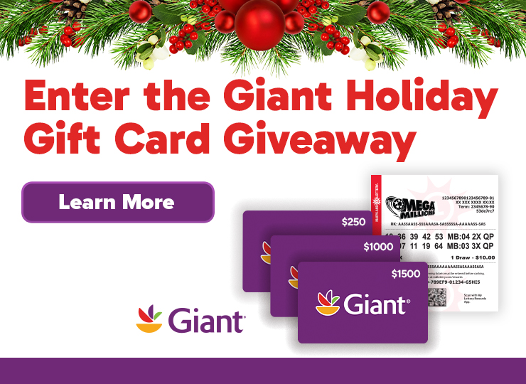 Enter the giant holiday gift card giveaway for a chance to win up to $1,500 in giant gift cards! learn more