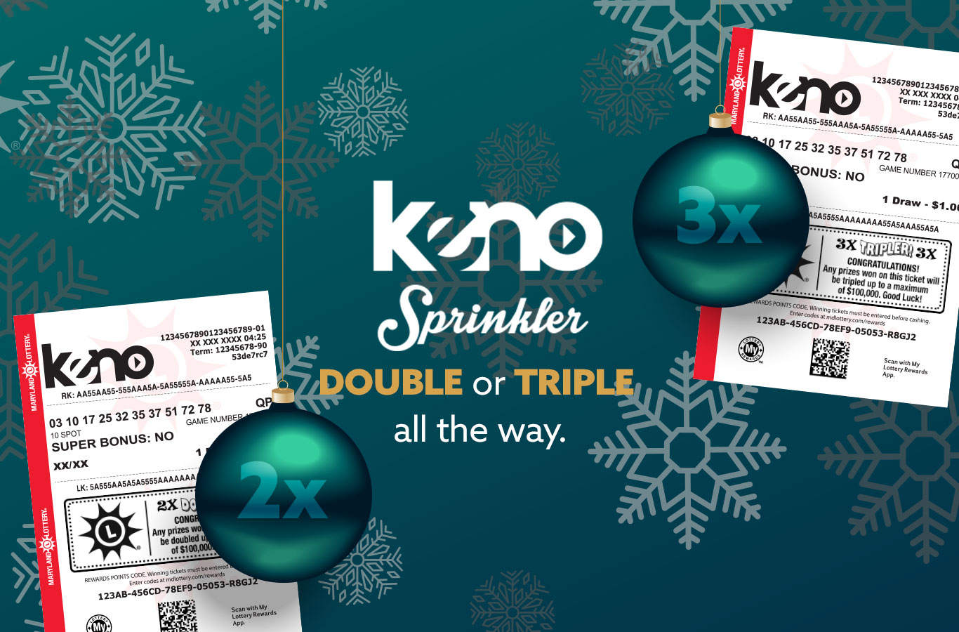 Play Keno for a chance to double or triple your prize!