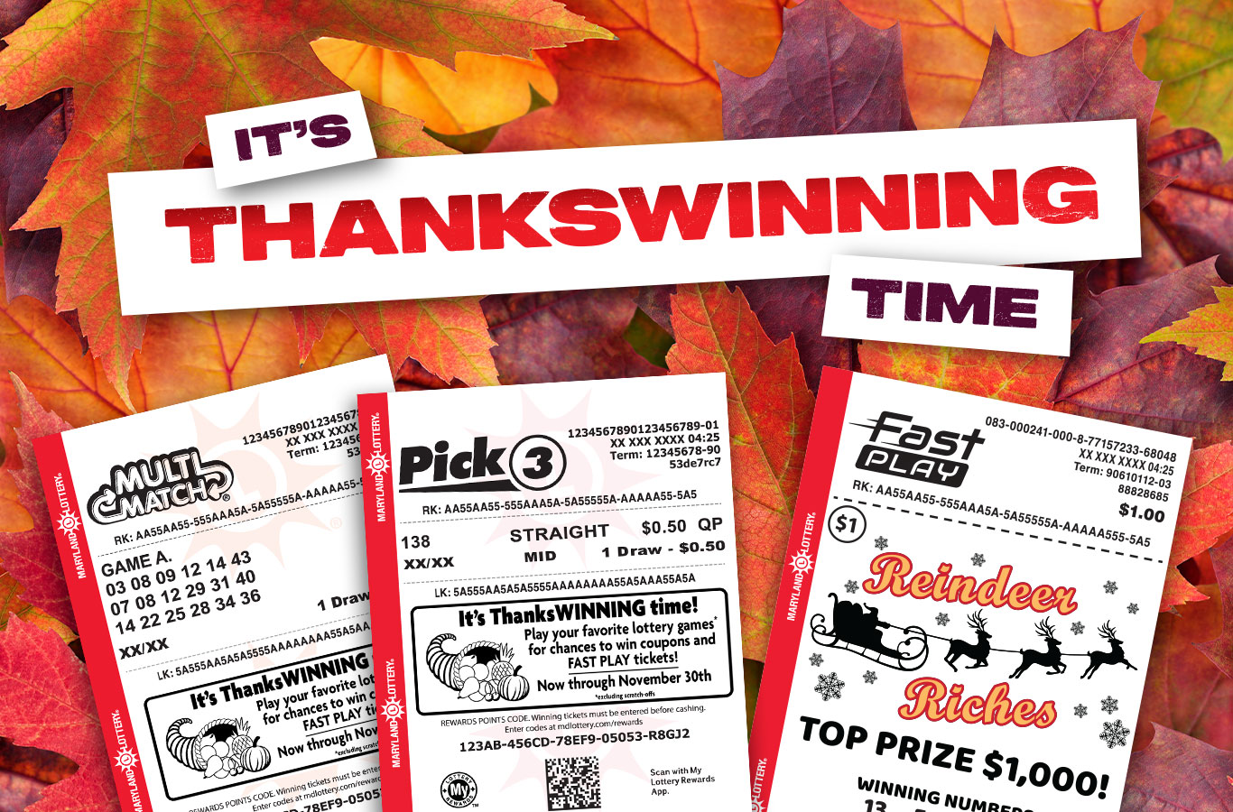 You could win instant cash or a FREE $1 FAST PLAY Reindeer Riches ticket!