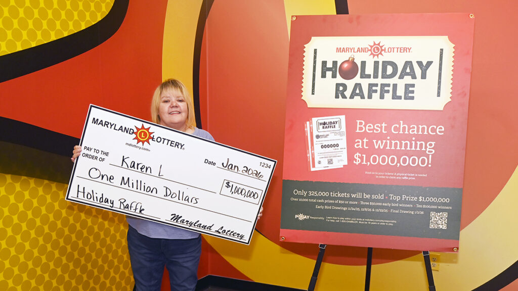 Karen L., of Rosedale, credits her late mother for her $1 million Maryland Lottery Holiday Raffle win, as the drawing was held on her mom’s birthday.