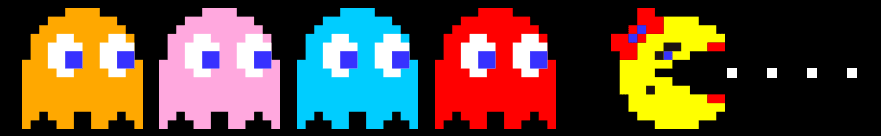 Ghosts chasing after ms. pac man