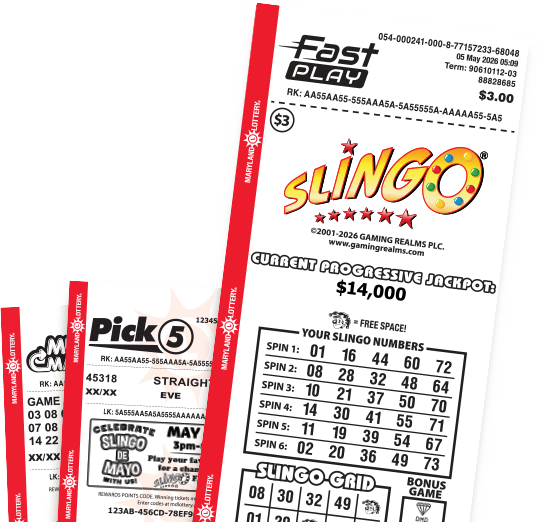 slingo fast play game alongside other lottery play slips