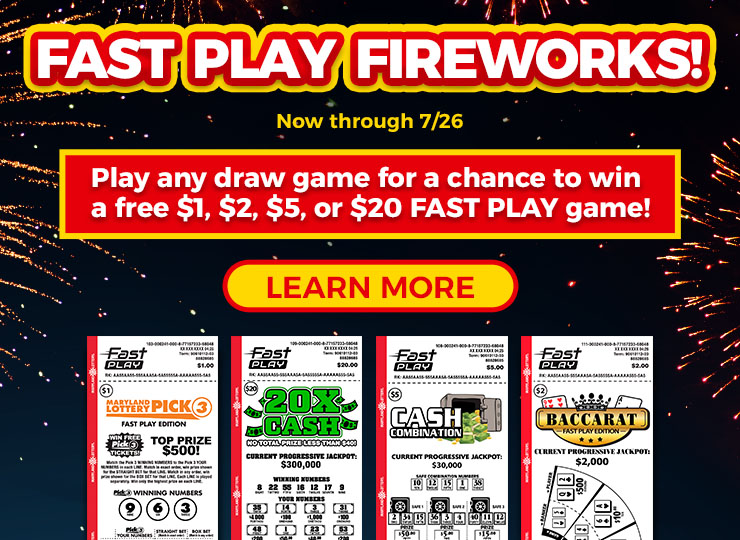 FAST PLAY fireworks - play draw games for the chance to win a free FAST PLAY game.