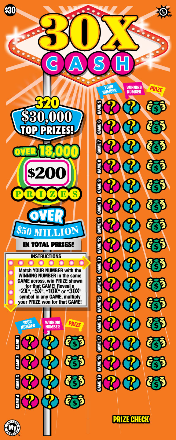 30X Cash Maryland scratch-off ticket