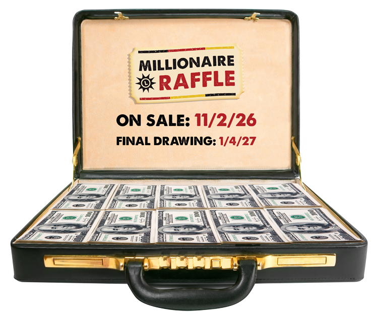briefcase full of cash with on sale date of 11/2/26 and final drawing date of 1/4/27
